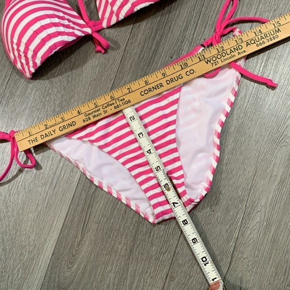 Gilly Hicks Two Piece Pink & White Stripe Bikini top in NWT Bottom is NWOT - Picture 3 of 11